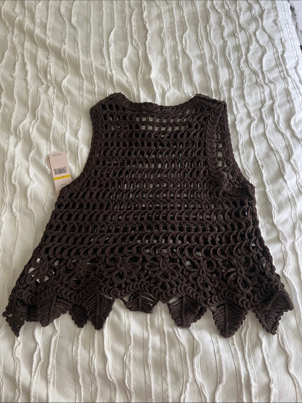 Nanette Lepore Brown Open-Knit Crochet Top - Picture 5 of 9
